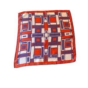 Vintage 1960s Red White Blue Geometric Scarf American Patriotic